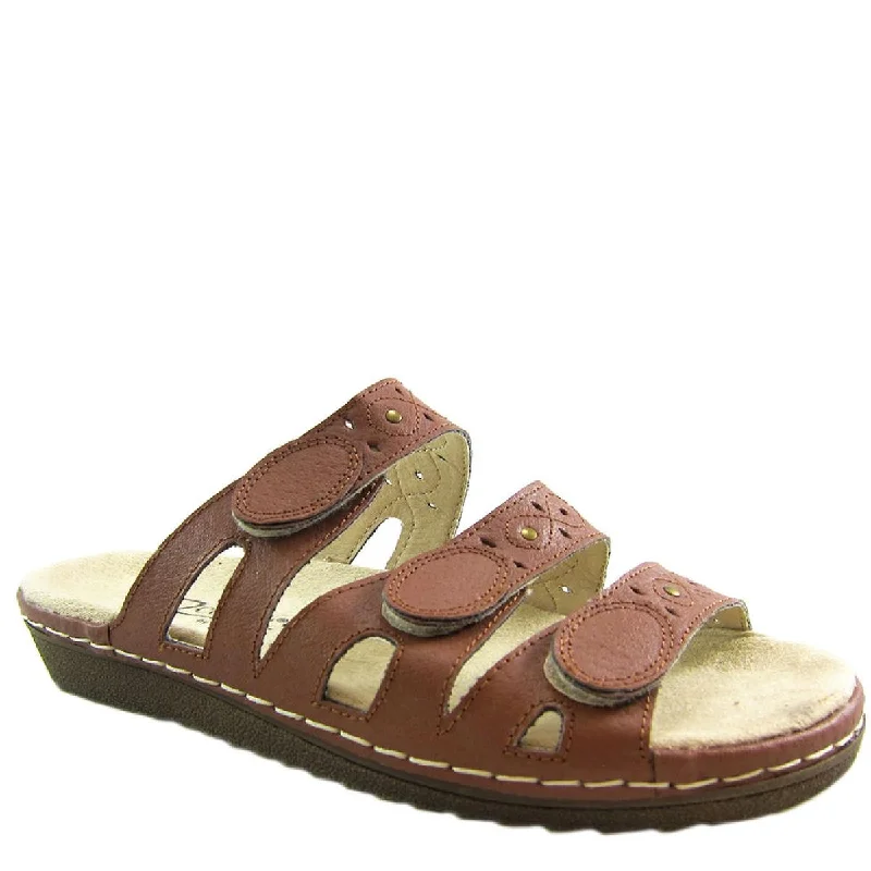 Beacon Womens Simone Leather Slip On Slide Sandals