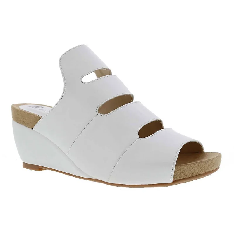 Bellini Womens Whit Faux Leather Peep-Toe Wedge Sandals