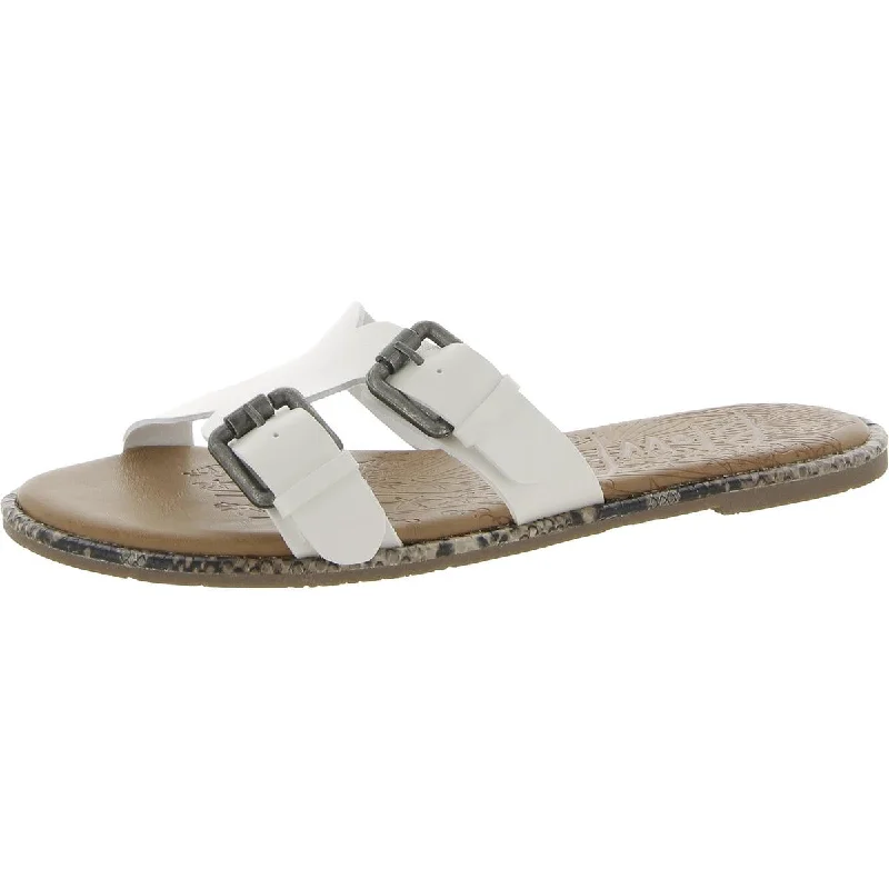 Blowfish Womens Rori Faux Leather Snake Print Trim Slide Sandals