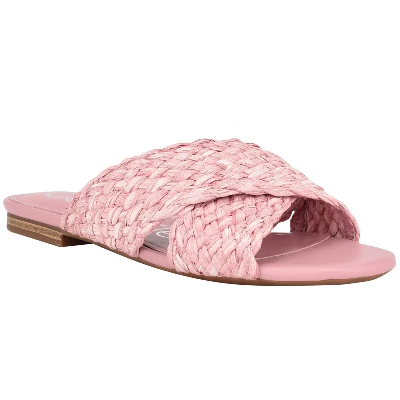 Calvin Klein Womens June 2 Woven Peep-Toe Slide Sandals