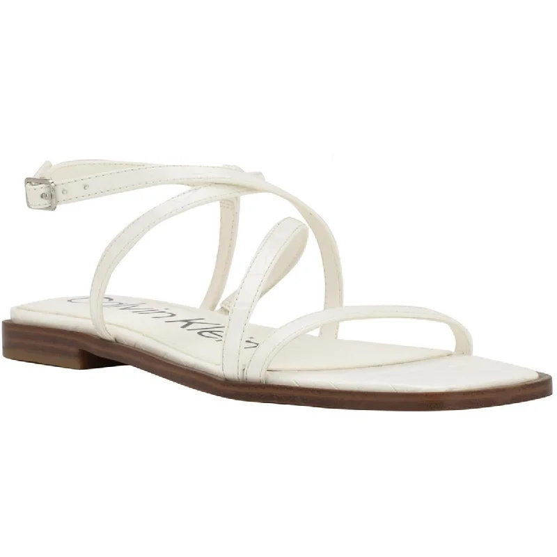 Calvin Klein Womens Millia Faux Leather Ankle Strap Strappy Sandals