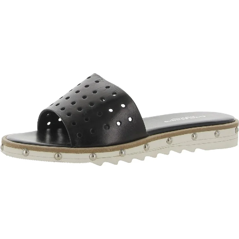 Charles David Womens Space Leather Perforated Slide Sandals