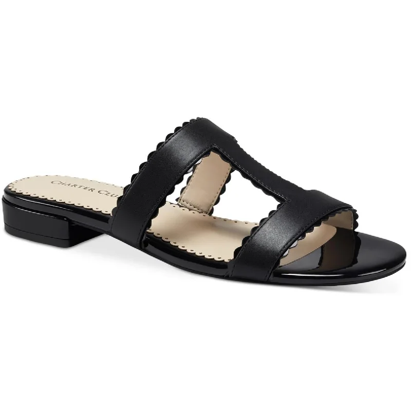 Charter Club Womens Lulia Faux Leather Dressy T-Strap Sandals