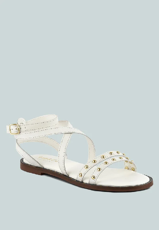 CORRIANE Studs Embellishment Off White Strappy Sandals