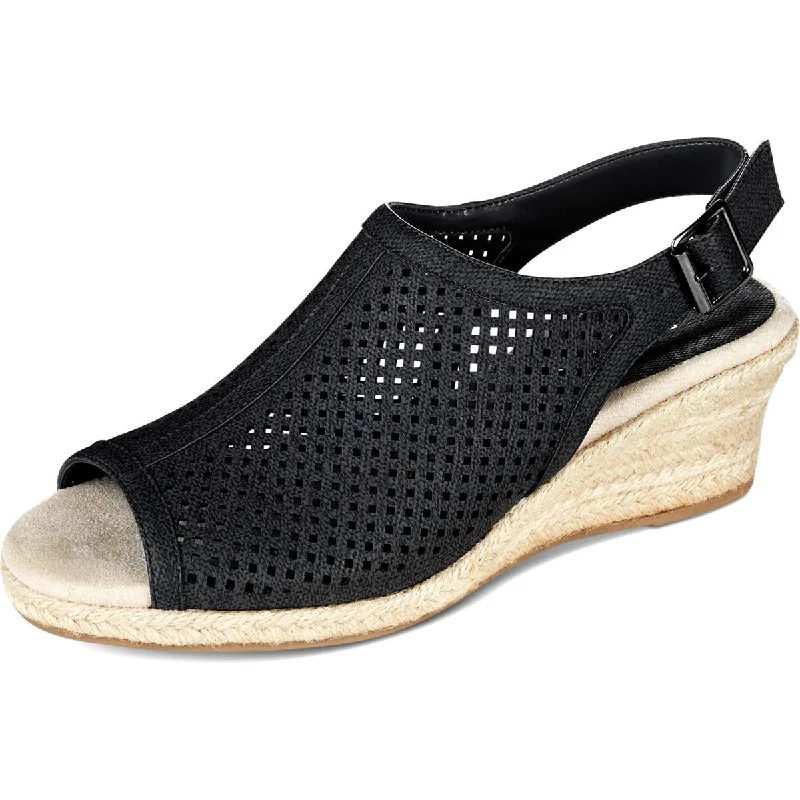 Easy Street Womens Stacy Perforated Espadrille Wedge Sandals