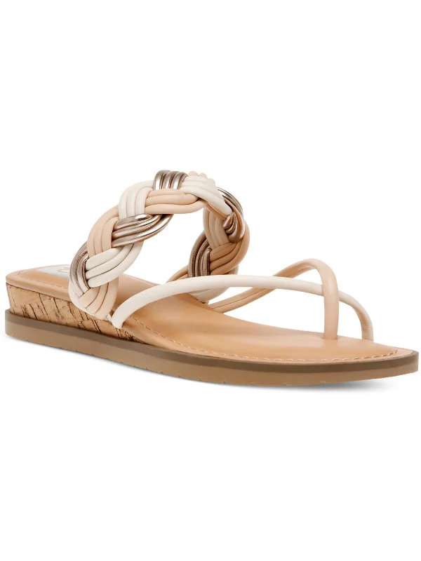 FIORELLA Womens Strappy Woven Slide Sandals