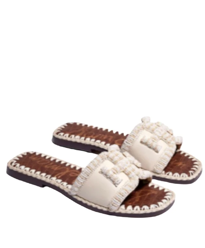 Fitz Slide Sandals In Ivory Leather