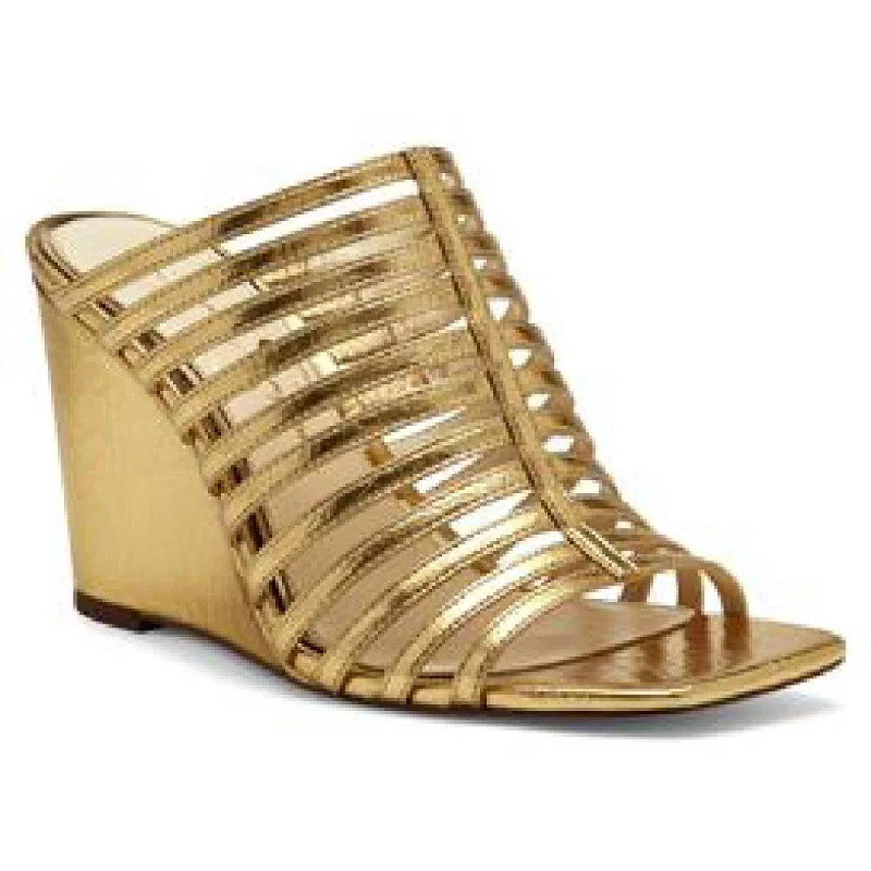 Jessica Simpson Arriya Women's Metallic Faux Leather Caged Wedge Sandals