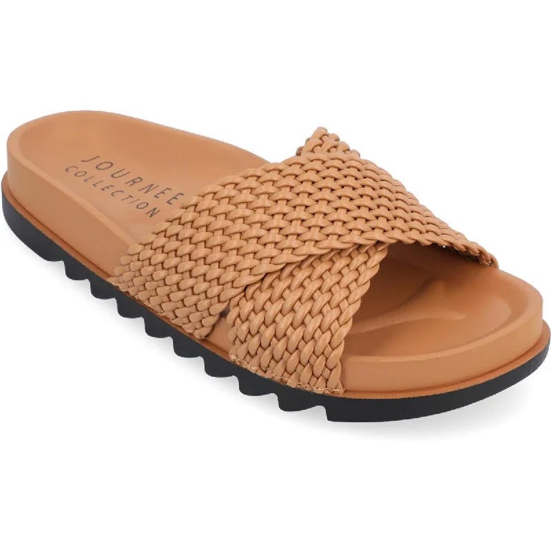 Journee Collection Womens Gretie Woven Slip-On Slide Sandals