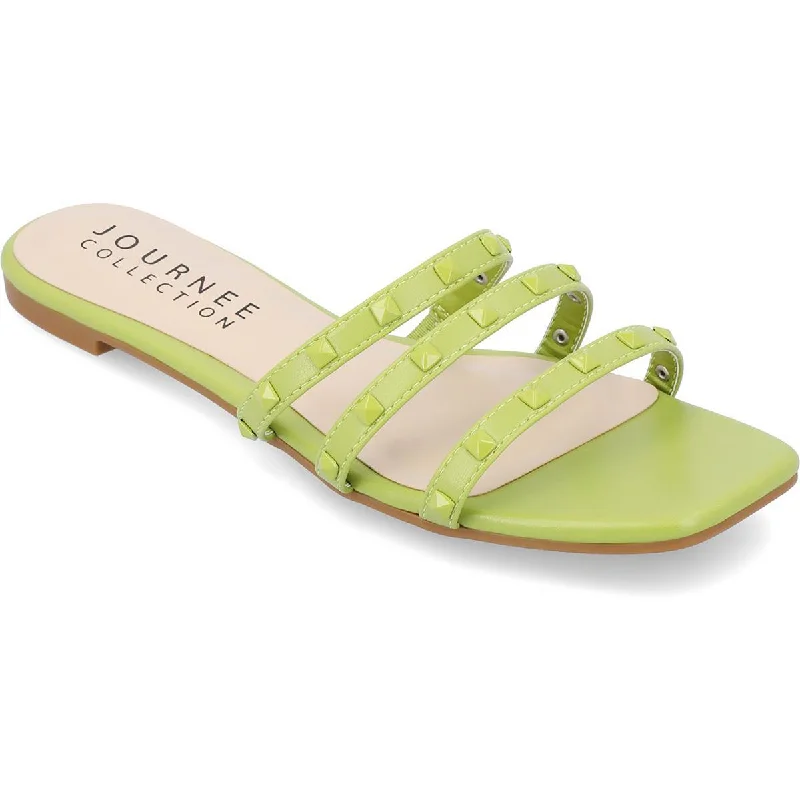 Journee Collection Womens Slip On Square Open Toe Slide Sandals