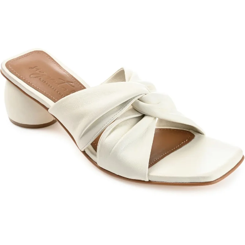 Journee Signature Womens Charlize Leather Slide Sandals