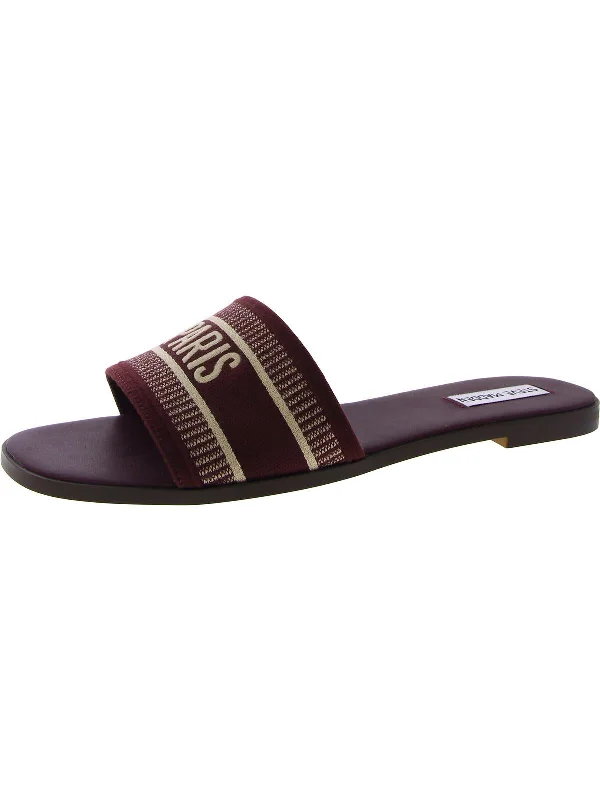 Knox Womens Square Toe Flat Slide Sandals