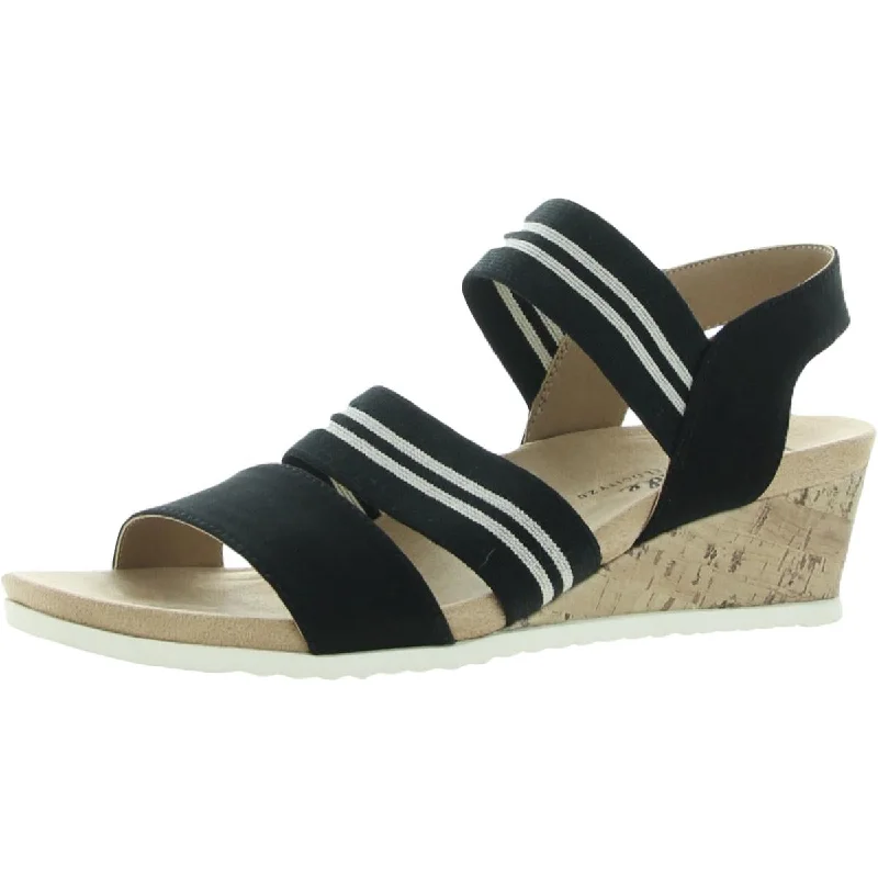 LifeStride Womens Sunshine Stripes Slingback Wedge Sandals