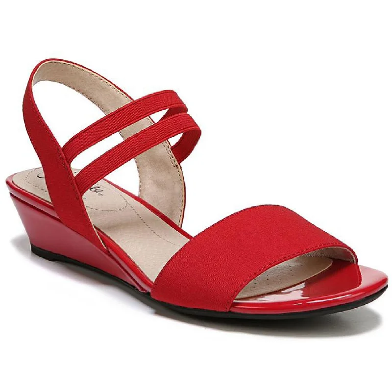 LifeStride Womens Yolo Solid Ankle Strap Wedge Sandals