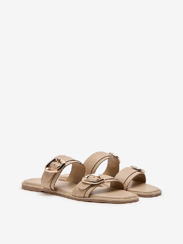 LUNA BLU Beige Dual-Strap Sandals