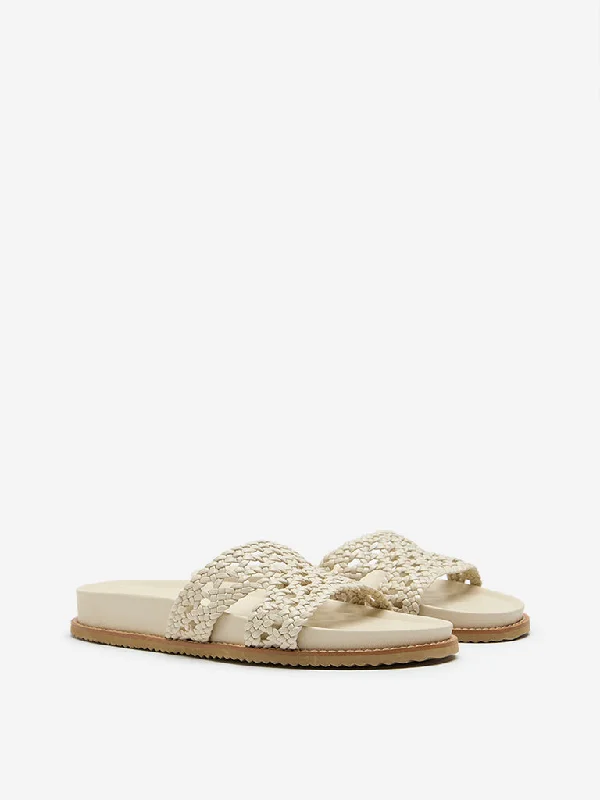 LUNA BLU Ivory Woven Mule Sandals