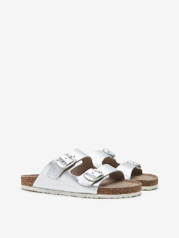 LUNA BLU Silver Double Band Sandals