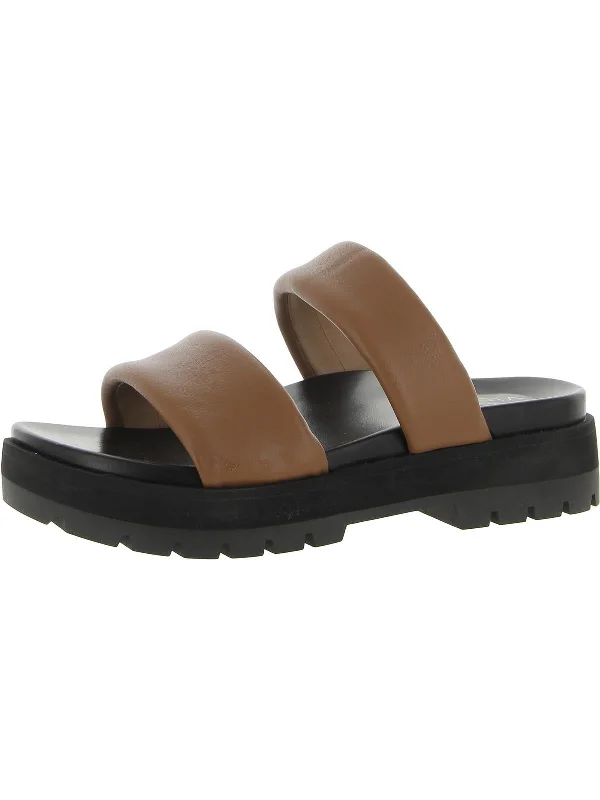 Modesto Womens Leather Slip-On Slide Sandals