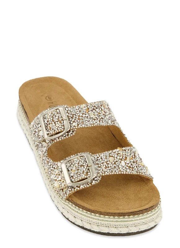 Studded Rhinestone Footbed Sandals