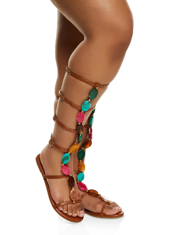 Beaded Strappy Gladiator Sandals