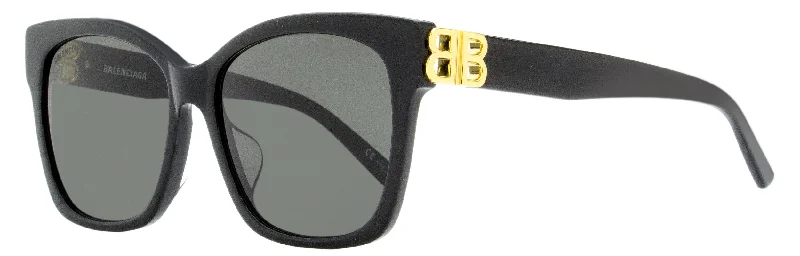 Balenciaga Women's Square Sunglasses BB0102SA 001 Black/Gold 57mm