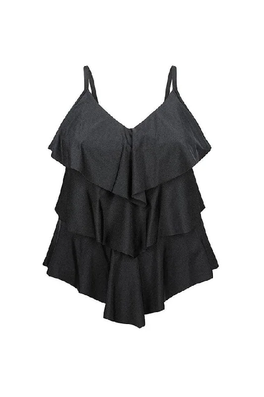 Black 3 Tier Tankini Top