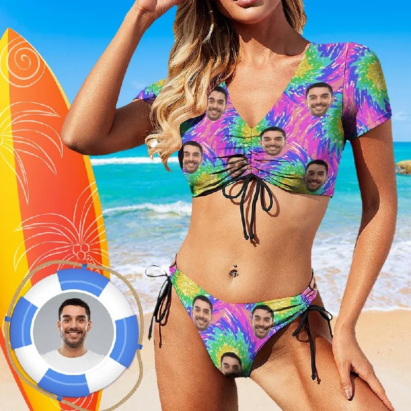 Custom Face Gorgeous Swimsuit Personalized Women's New Bikini With Sleeves