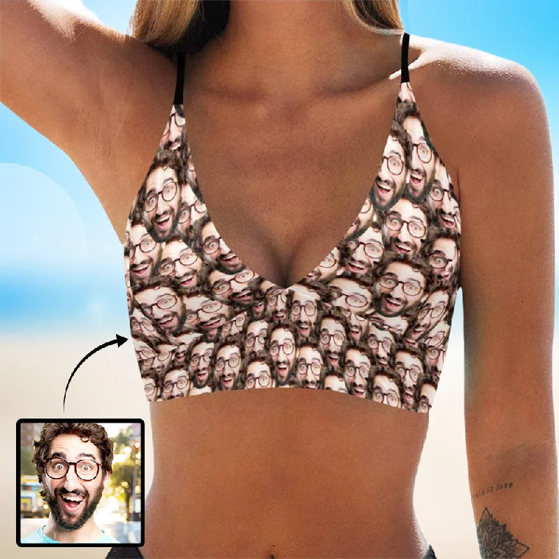 Custom Multi Face Bikini Top Personalized Face Bikini Top Swimwear