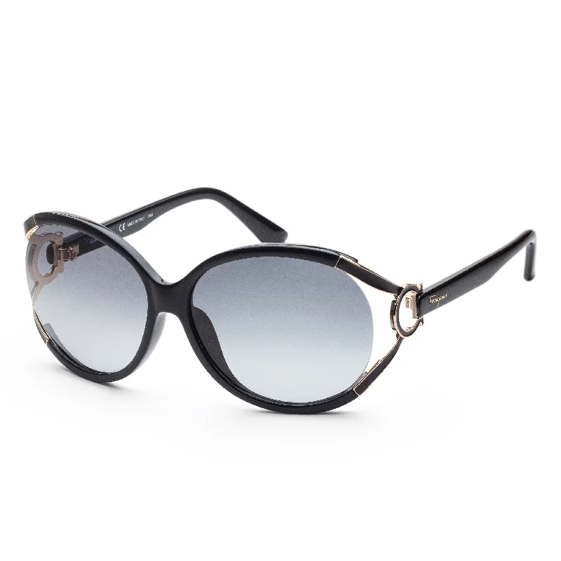 Ferragamo Unisex SF600S-001 Fashion 61mm Shiny Black Sunglasses