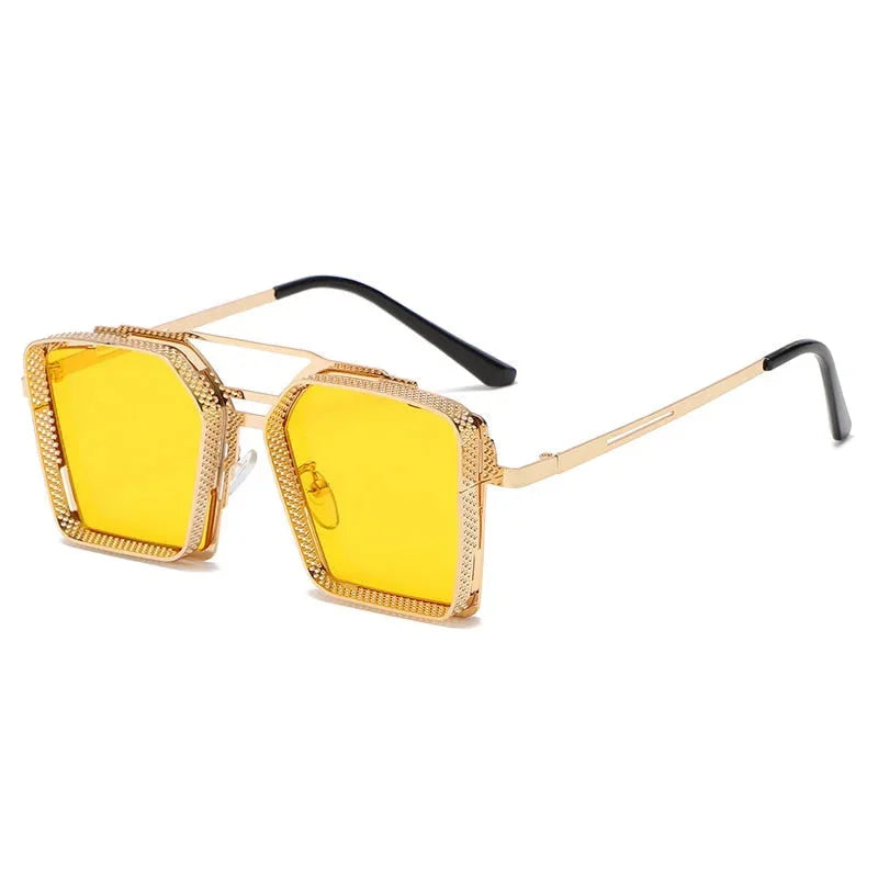 Men's Vintage Luxury UV400 Gradient Mirror Rectangle Square Sunglasses