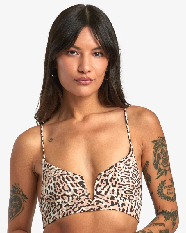 Meow V-Wire Crop Top Bikini Top - Java