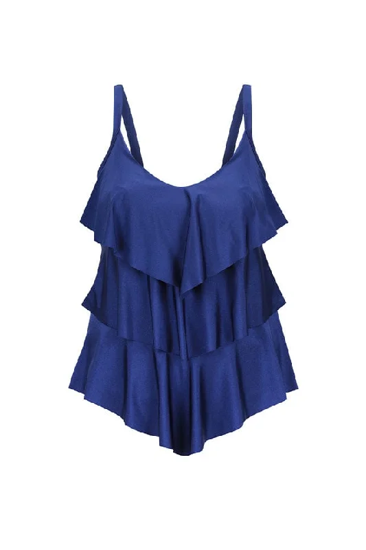 Metallic Navy 3 Tier Tankini Top