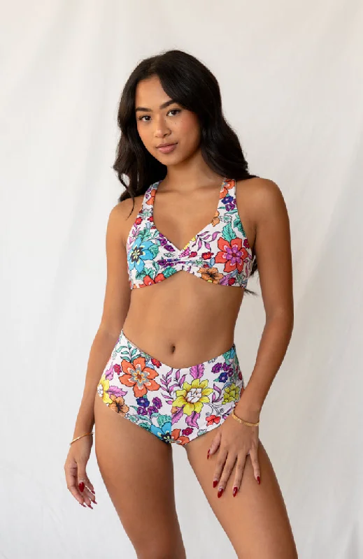 80’s Muse Retro Flora High Waist Full Coverage Bikini Bottom