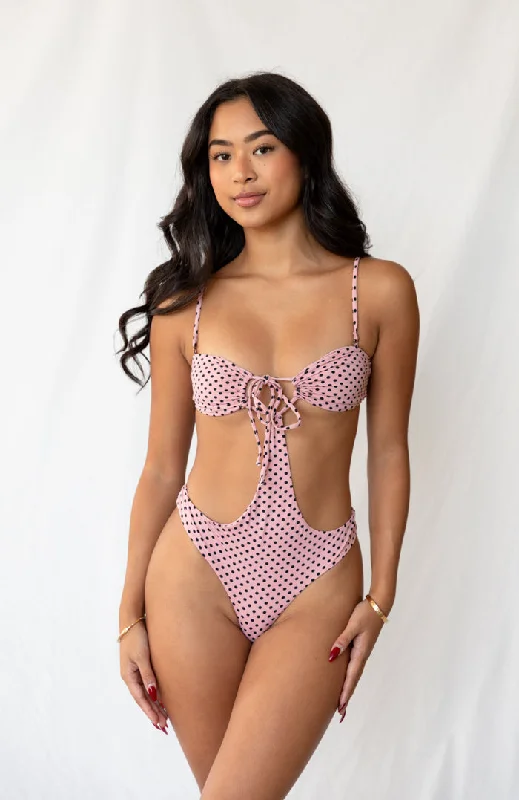 80’s Muse Rosewater Dots Keyhole String One Piece