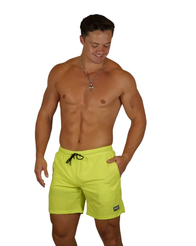 PAPI MEN TRUNKS 5.5" & 7.5" STRETCH-NEON YELLOW