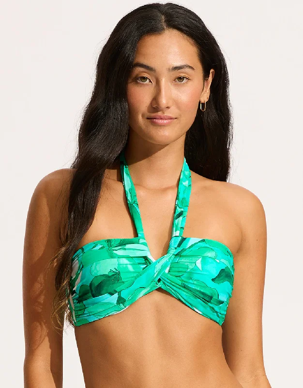 Secret Garden Halter Bandeau Bikini Top - Jade