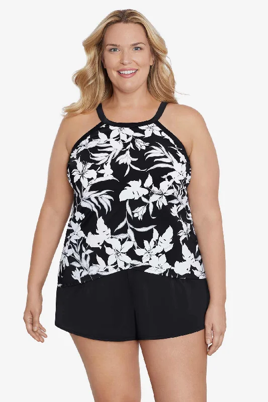 Nightshade Plus Size High Neck Tankini Top