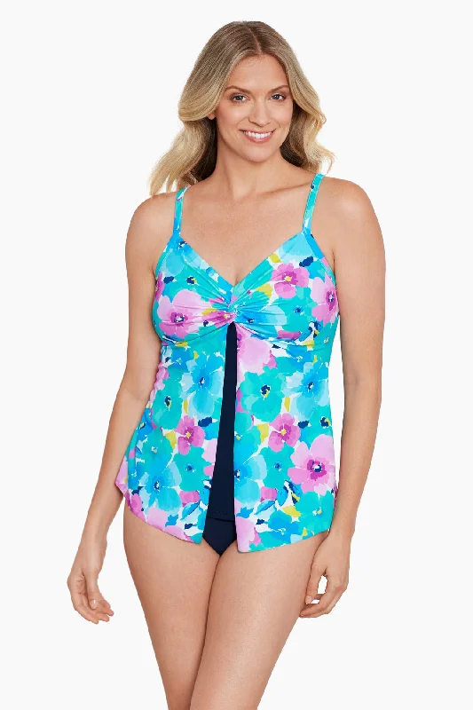 Hidden Garden Knotted Flyaway Tankini Top