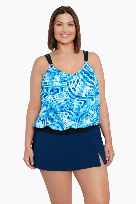 Wishy Washy Plus Size Blouson Ring Tankini Top