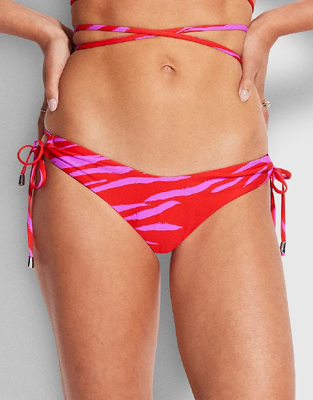 Skin Deep Loop Tie Side Bikini Pant -Mandarin Red