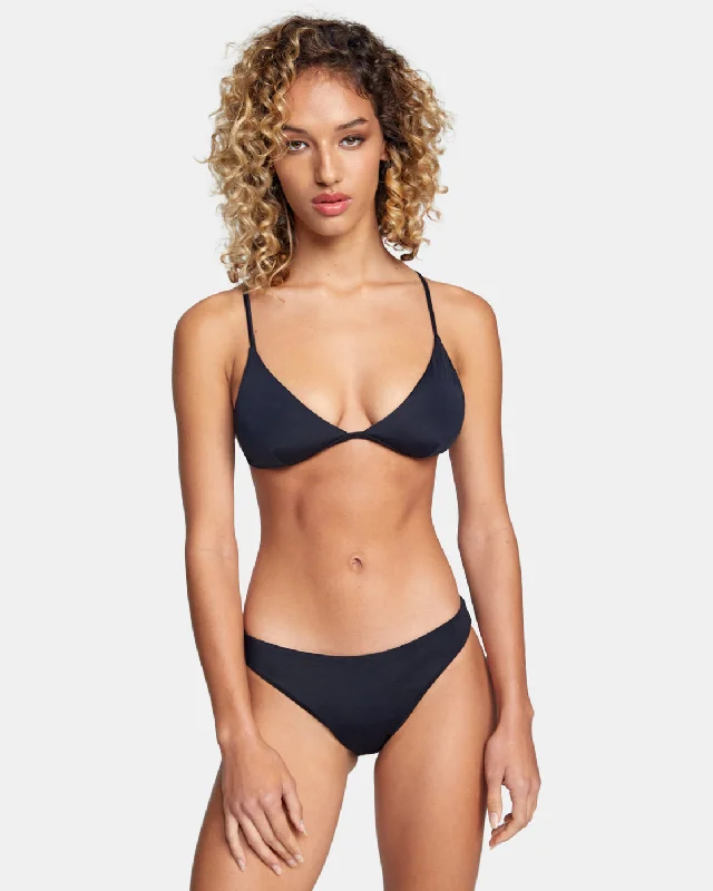 Solid Fixed Triangle Bikini Top - Black