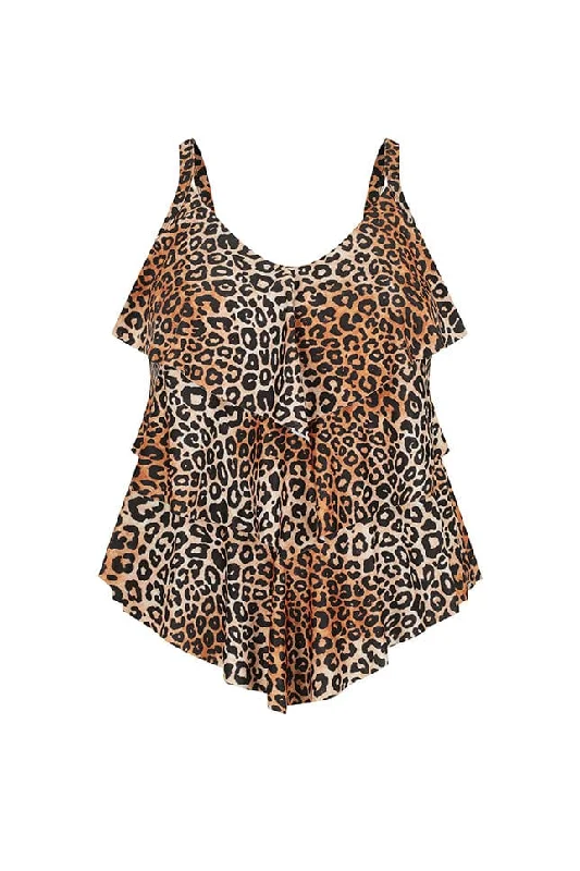 Leopard Sustainable 3 Tier Tankini Top