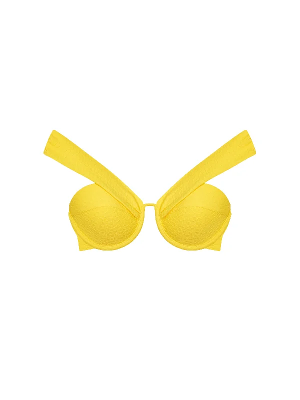 The Bardot Bustier Bra - Lemon (Embossed)