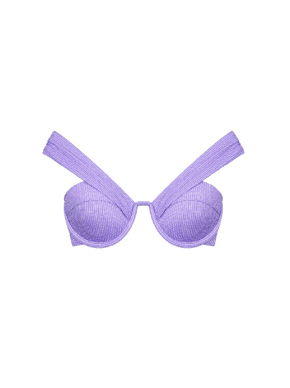 The Bardot Bustier Bra - Violet (Microcheck)