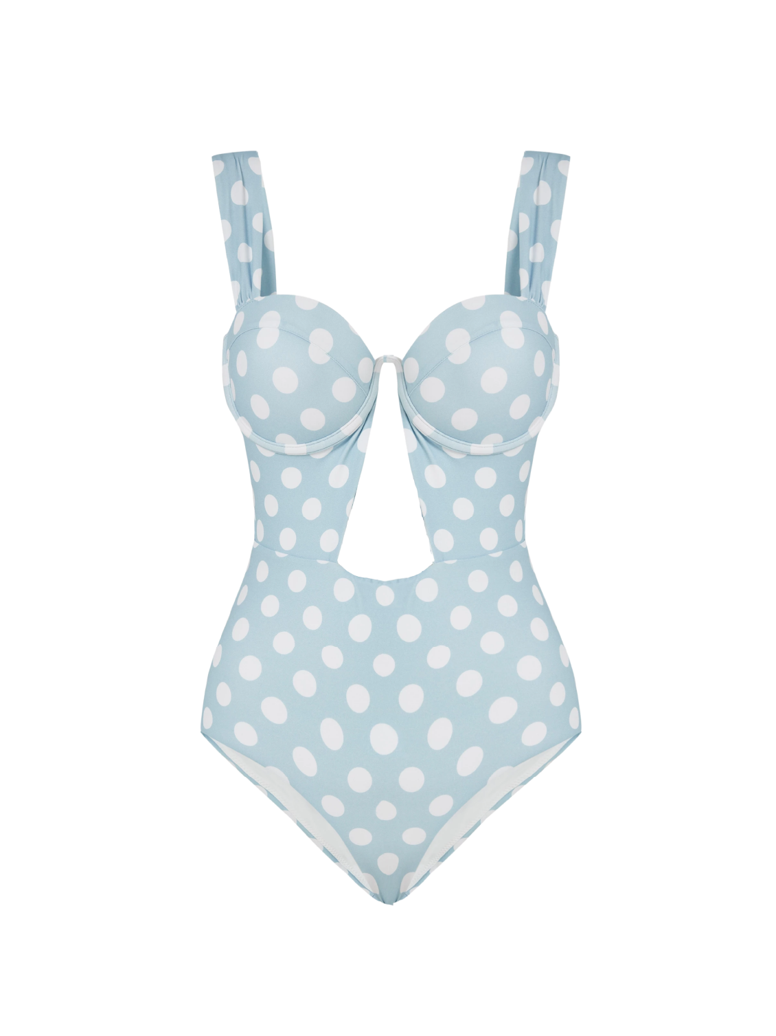 The Bustier Bodysuit - Powder Blue Bold Polka Dots