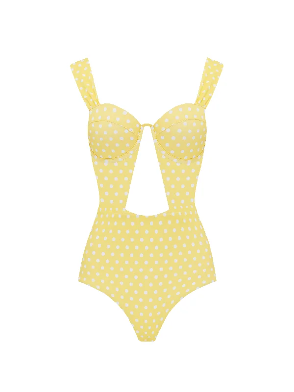 The Bustier Bodysuit - Sunbeam Delicate Polka Dots