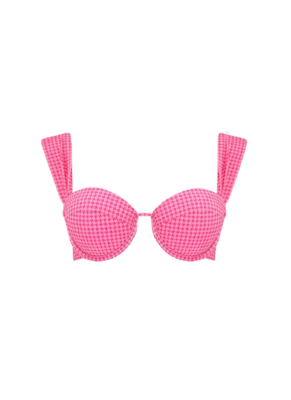 The Modern Bustier Bra - Pink Houndstooth