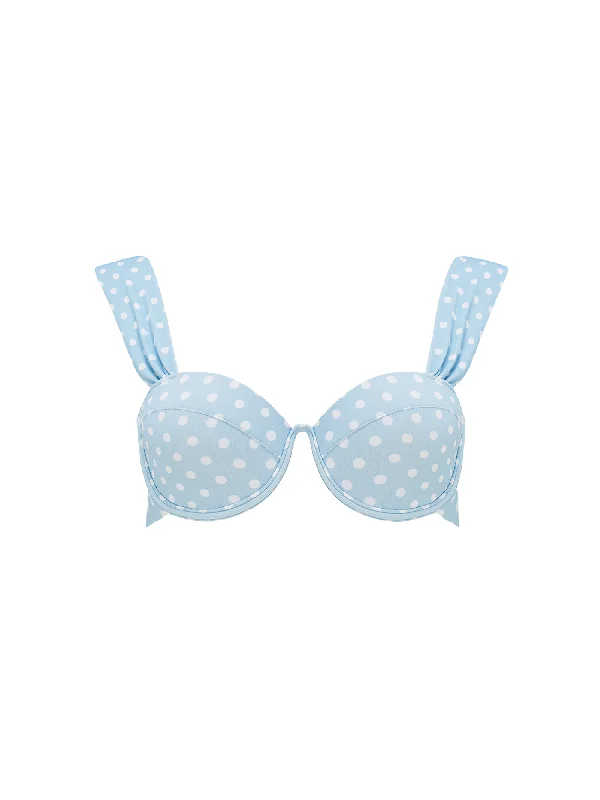 The Modern Bustier Bra - Powder Blue Delicate Polka Dots