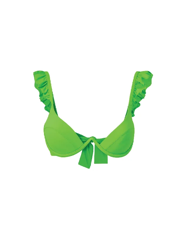 The Ruffle Bra - Electric Green