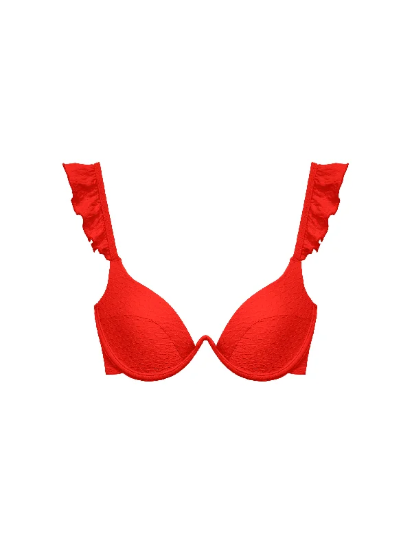 The Ruffle Bra - Grapefruit (Embossed)